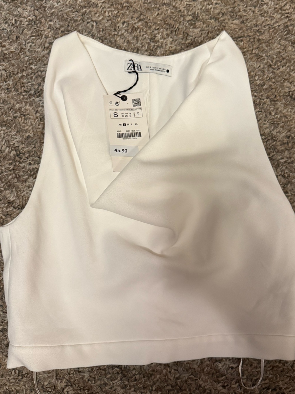 Zara Women’s White sleeveless top size small NWT